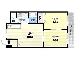 シャトー福 2LDKの間取図画像
