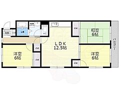 エクレール東園田 3LDKの間取図画像