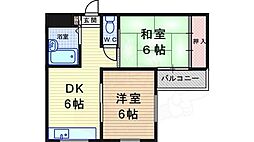 サンパレス21新明 2DKの間取図画像