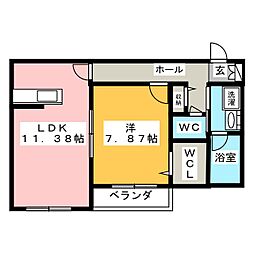 セピアレジデンス 1階1LDKの間取り