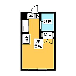 メゾンパシフィコ 1階ワンルームの間取り