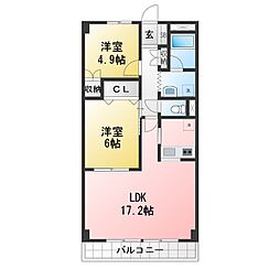 ジュネグリーン 2LDKの間取図画像