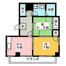 ルブランシェ 2DKの間取図画像