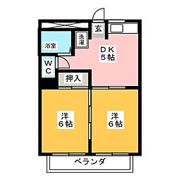 サンライズマンション 2DKの間取図画像
