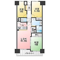 コスモ川口アーバンフォルム参番館 3LDKの間取図画像