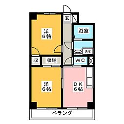 クローネ・川口 2DKの間取図画像