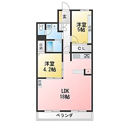 川口ハイツ 2LDKの間取図画像