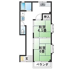 メゾンシラヌイ 2DKの間取図画像