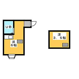 第6コーポ稲垣 ワンルームの間取図画像
