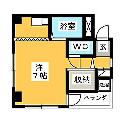 KDハイツ ワンルームの間取図画像