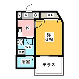 プレミールコート川口 1Kの間取図画像