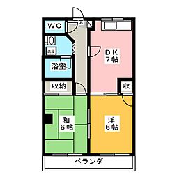 第一ドリームハイツ 2DKの間取図画像