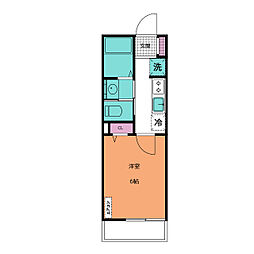 Espacio芝A 2階1Kの間取り