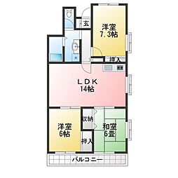 ファミーユ・パーチェ 3LDKの間取図画像