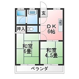 マンション北園 3DKの間取図画像