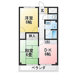 サンロードワラビ 2DKの間取図画像