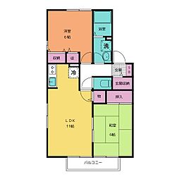 グリーンパークササメ 2LDKの間取図画像