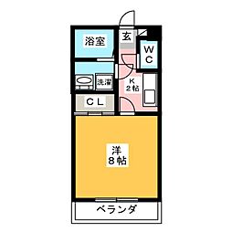 グランメール 1Kの間取図画像