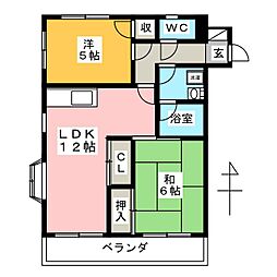 サンテラス蕨 2LDKの間取図画像