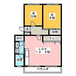 原ビル 2LDKの間取図画像