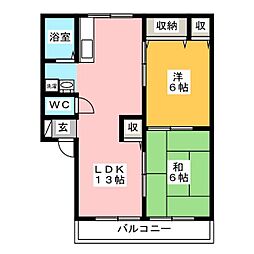ベジェッサB 2LDKの間取図画像