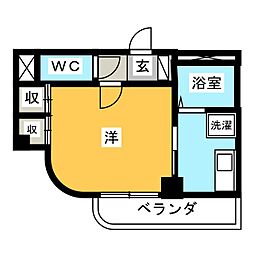 アドミラル 1Kの間取図画像