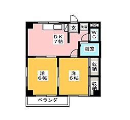 エステートピア峠 2DKの間取図画像