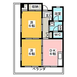 吉川ビル 2DKの間取図画像