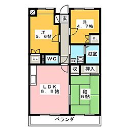 セブンハイツ1 3LDKの間取図画像