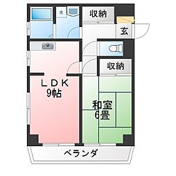 ジュネス 1LDKの間取図画像
