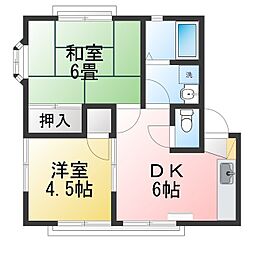 コーポ田中B 2DKの間取図画像