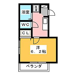 ハピネス芝 1Kの間取図画像