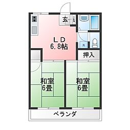 カーサヤマト 2DKの間取図画像