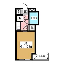 グリーンヒル 5階1Kの間取り