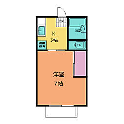 ハイツ内山 2階1Kの間取り