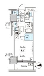 パークアクシス赤塚 ワンルームの間取図画像