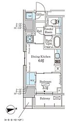 パークアクシス赤塚 1DKの間取図画像