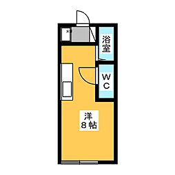 カロハイム ワンルームの間取図画像