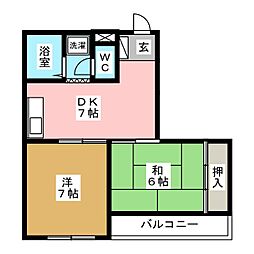 ヴェルデューラ 2DKの間取図画像