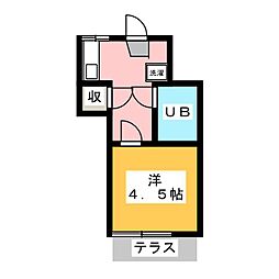 サンライズ 1Kの間取図画像