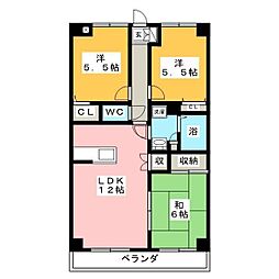 ヴィルヌーブ 3LDKの間取図画像