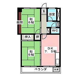 三沢ビル 1階2DKの間取り