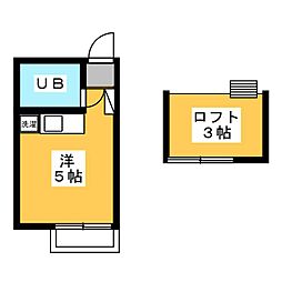 メゾンドセシール 2階ワンルームの間取り