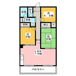 シャレード21 2階3LDKの間取り