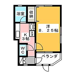 リシャール 1階1Kの間取り