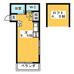 ハイツフローリア ワンルームの間取図画像