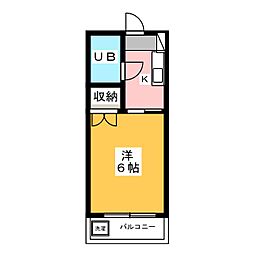 ヒバリアーバンヒルズ 1Kの間取図画像
