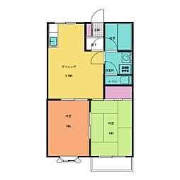 フレール西川A 2DKの間取図画像