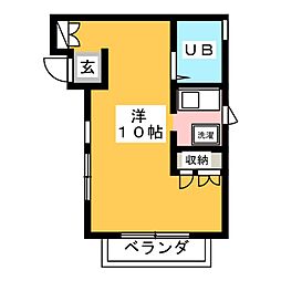 樹華 1Kの間取図画像