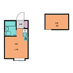三友ハイツ第二 ワンルームの間取図画像